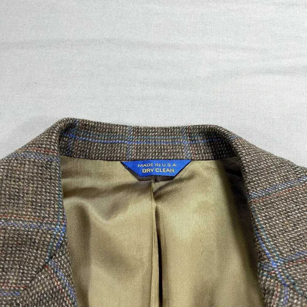 VINTAGE Pendleton‎ Blazer Mens 42 Brown Check Wool Sport Coat Jacket 80s